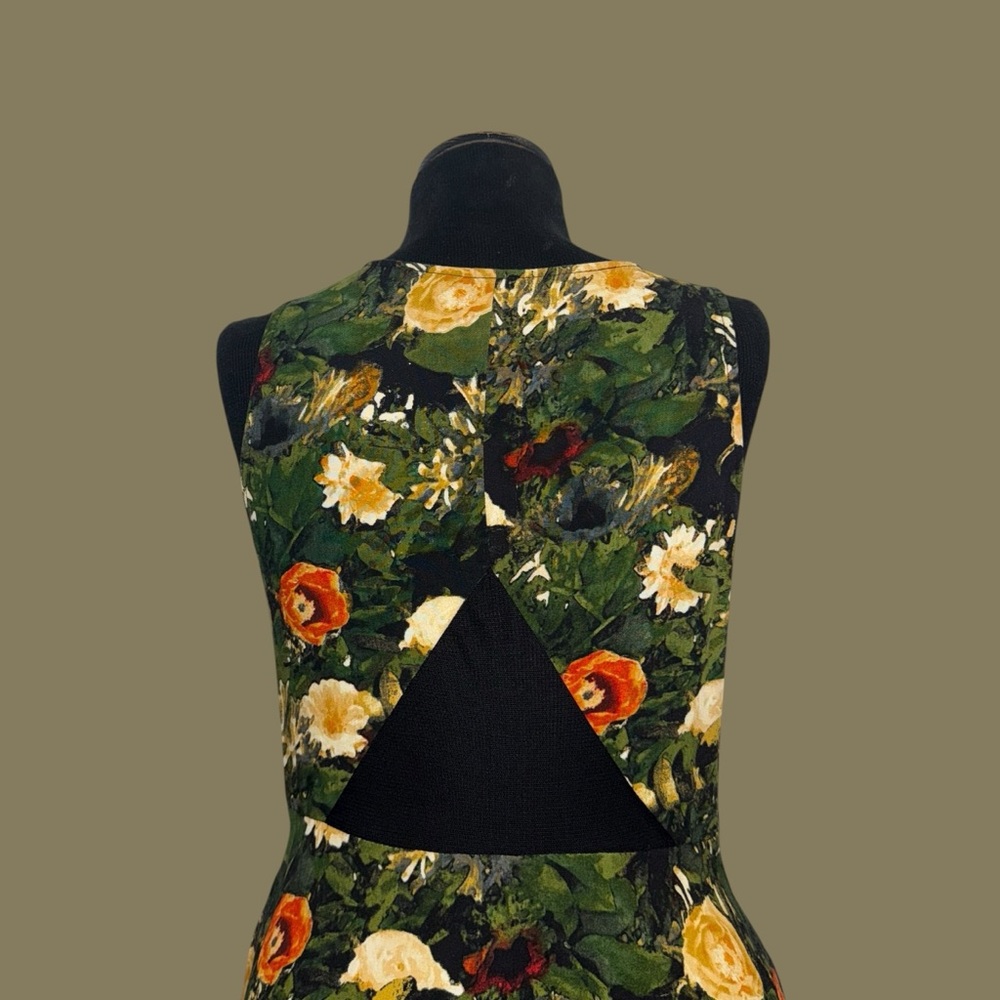 Jack Floral Mesh Panel Dress - Green and Orange - Picture 12 of 16